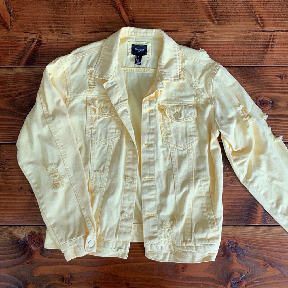 NEVER WORN Forever 21 Distressed Jean Jacket